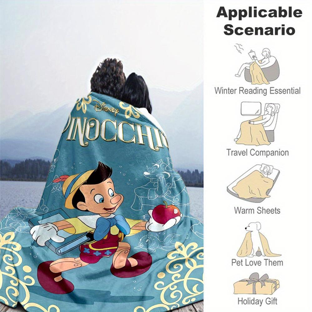 1pc, Disney Happy Pinocchio Blanket Soft Throw for Outdoor Blankets, Gift