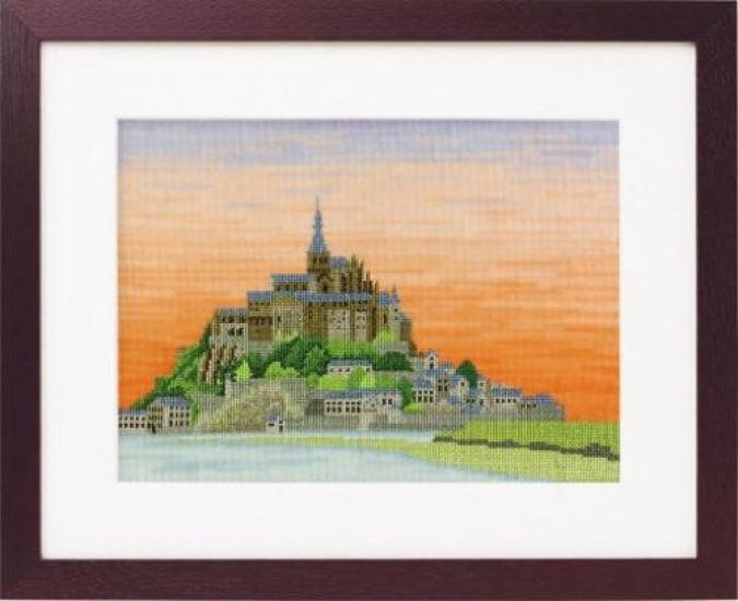 Olympus Yarn Cross Stitch Embroidery Kit from World Heritage Sites and World Scenery Mont 7211 Saint-Michel Off-white