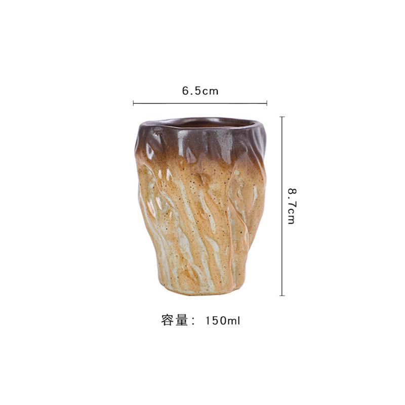 150ml Japoński Imitacja Młotkowanej Ceramiki Nieregularny Kubek do Kawy Vintage Ceramiczny Kubek Mistrzowski Zestaw do Herbaty Kung Fu Filiżanka Naczynia do Picia