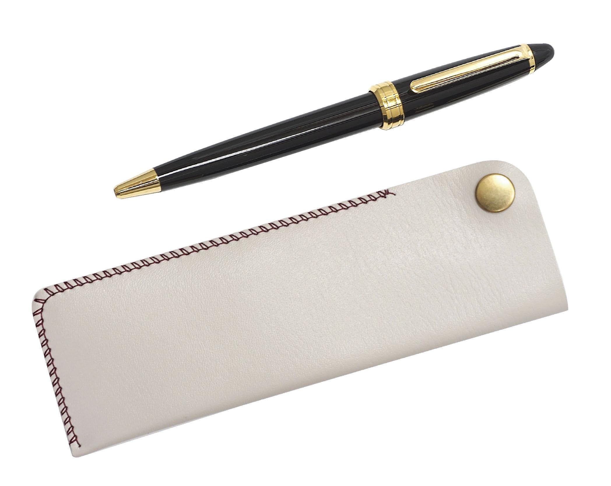 

White horizontal snap pen case with Neo ballpoint pen set D-600 (3-pack, black) T23-NK01W-600B-B-3 чёрный