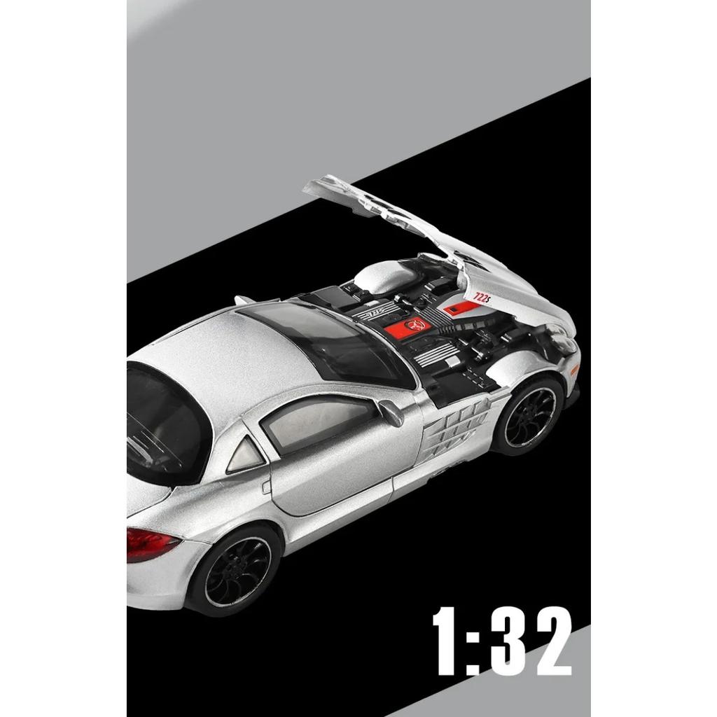 Simulation 1/32 Benz SLR McLaren 722S Linkage Sports Car Alloy Toy Car Model Sound and Light Pull Back Diecast Toy Vehicle Gift