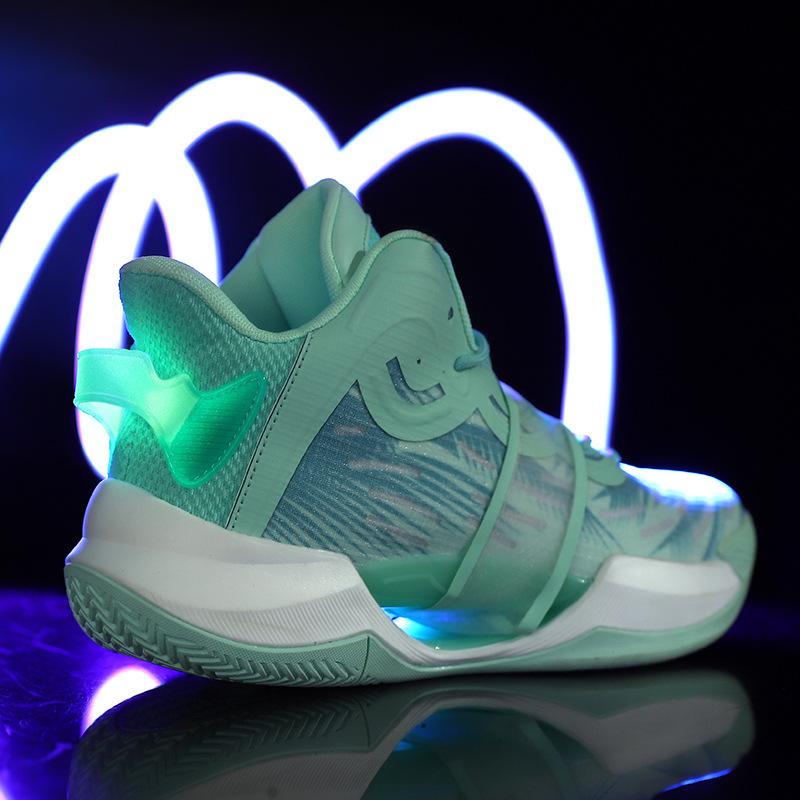 Basketball shoes men's summer breathable high-top shoes shock-absorbing luminous wear-resistant sneakers men's