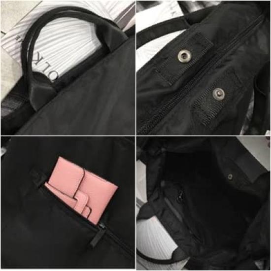 Asunaro Box Lightweight Tote Bag, Crossbody Bag, Shoulder Bag, Diaper Bag, Women's and Men's Nylon, Unisex, 2-Way, Lightweight, Solid Color (Black)