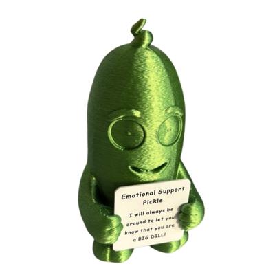 Emotional Support Pickle Decoration with Card Positive Pickled Cucumber Vegetable Desktop Ornament Figurine Kids Adults Birthday Gift