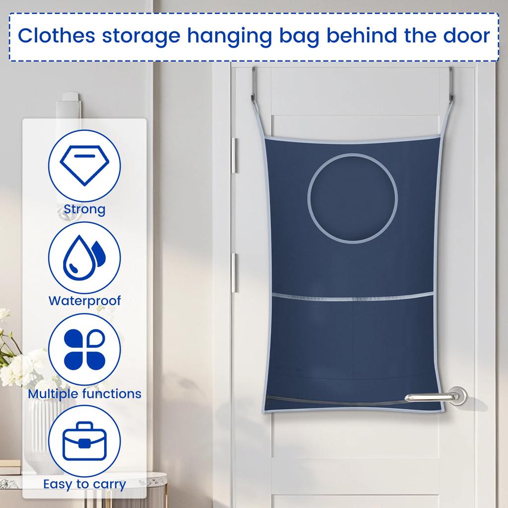 2Pcs Nylon Over Door Hanging Storage Bag with Hooks For Laundry Dirty Clothes Organizers Waterproof Hanging Wall Laundry Bags