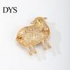 Alloy Lapel Pin Rhinestone Floral Lamb Brooch for Women, Flower Sheep Pin, Animal Jewelry Clothing Suits Scarves Bags