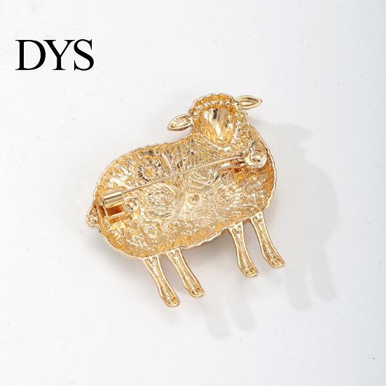 Alloy Lapel Pin Rhinestone Floral Lamb Brooch for Women, Flower Sheep Pin, Animal Jewelry Clothing Suits Scarves Bags