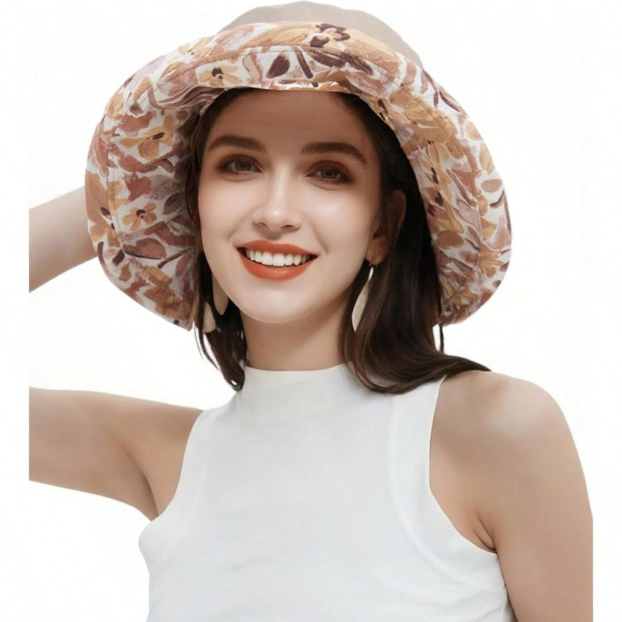 Zealous Sole Women's Foldable Shapeable Brim Sun Hat Upf 50+ Cotton Wide Brim Beach Adjustable Chin Strap Hat Sun Protection Cap