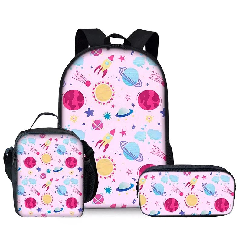 Space Planet Series Three Piece Set Backpacks for Boy and Girls Best Gifts 3D Cartoon School Backpack for Children