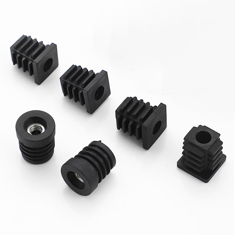 4/8pc Black Square/Round Plastic Pipe Plugs Furniture Leg Feet With M6 M8 M10 Nut Hole Tube Blanking End Inserts Caps Pipe Cover
