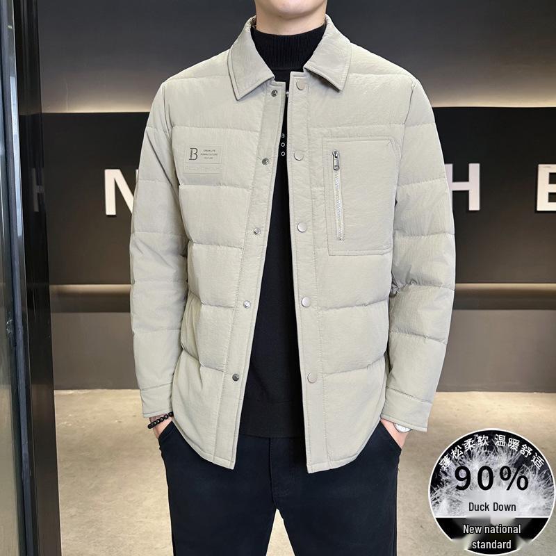 Men's 90% Down Lapel Jacket, Lightweight, Suitable for 25-Year-Olds