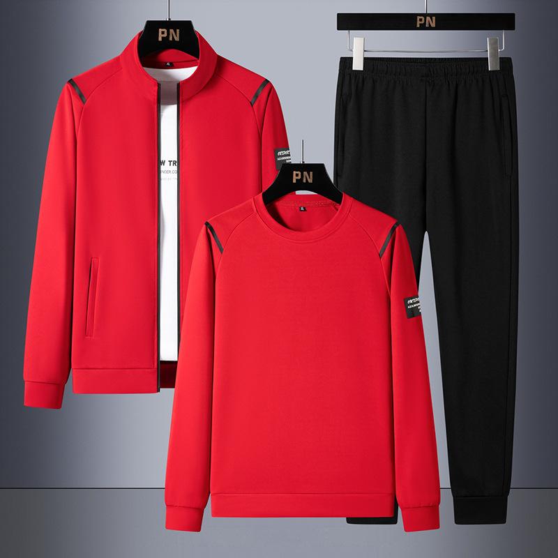 Herren Sport Running Set Mode Lässig Dreiteiliges Set Strickjacke + Pullover + Hose