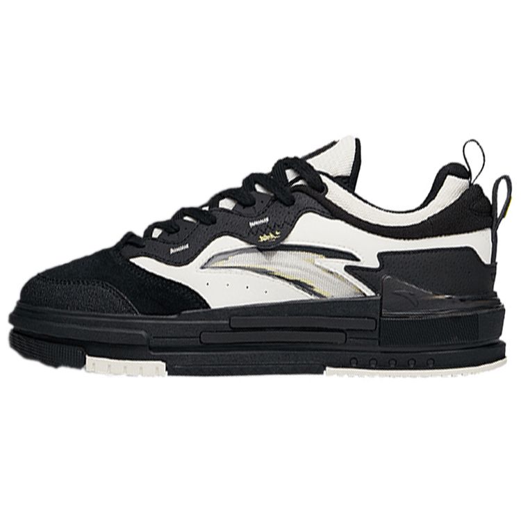 Anta Synthetic Leather Low Top Sneakers Mens Black White 912138060-2 44.5