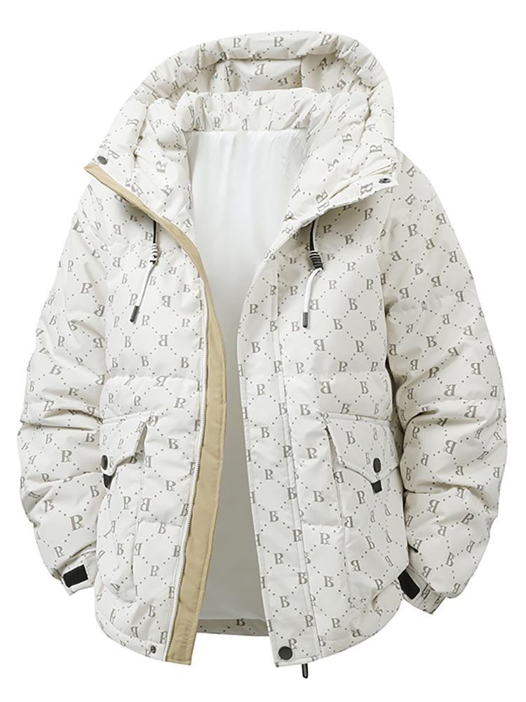 Men's 2025 Winter Down Jacket - French Style, Trendy Korean B-Print, White Duck Down Warm Outerwear.