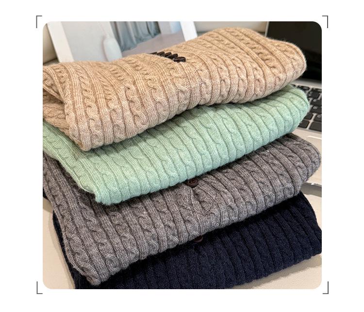 Henley Collar Cable Knit Slimming Base Layer Top for Women - Autumn/Winter Elegant Slim Fit Long Sleeve
