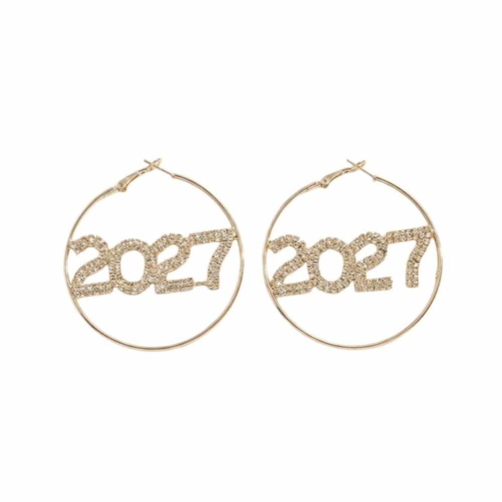 Elegant 2027 Digital Earrings Rhinestone Stud Earrings Jewelry Happy New Year Earrings Party