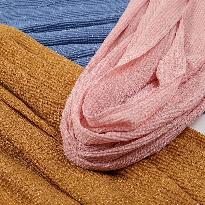 New Crinkle Cotton Hijab Scarf Women Turban Muslim Shawl Plain Bandana Breathable Women's Shawls Foulard Glitter Hijabs Ramadan