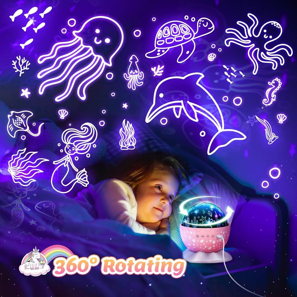 Unicorn Night Light Kids Toys 3 in 1 Unicorns & Starry Sky & Sea World Nights Lights Projector for 3 4 5 6 7 8 9 10 11 12 Year Old Girls, Christmas