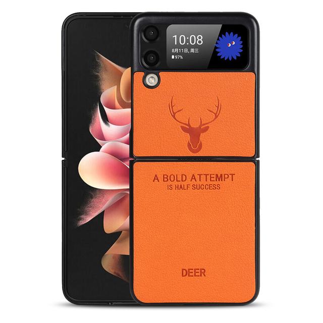 Kožené pouzdro roztomilé Deer Pu na telefon Samsung Galaxy Z Flip 3 5g Luxury Hard Pc Back Cover For Z Flip3
