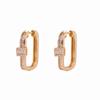 European & American Fashion U-Shaped Copper Gold/Silver Zirconia Earrings, 14K Ear Hoops
