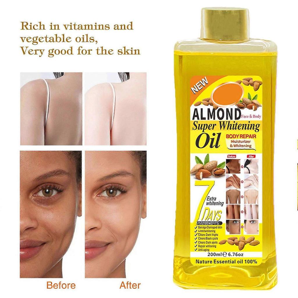 Super Whitening Oil 200ml, Body Lightening Oil for Dark Spots, Brightens Skin Tone, Reduces Melanin, Moisturizes Dry Skin, Evens Complexion