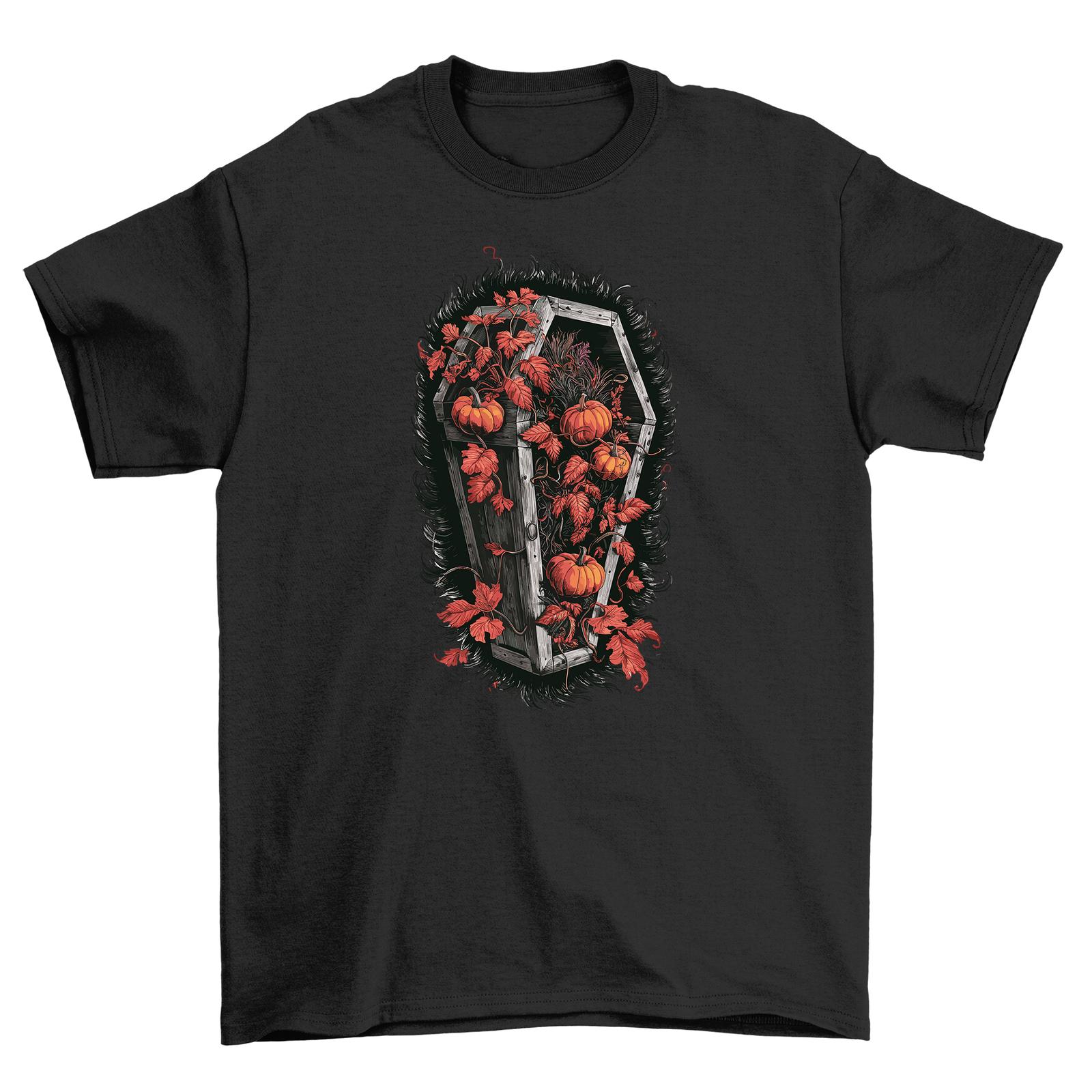 

Halloween_217 Coffin and Roses T-Shirt Mens Womens Tees Top - Spooky and Stylish! 100% Cotton, Funny Tee 2XL