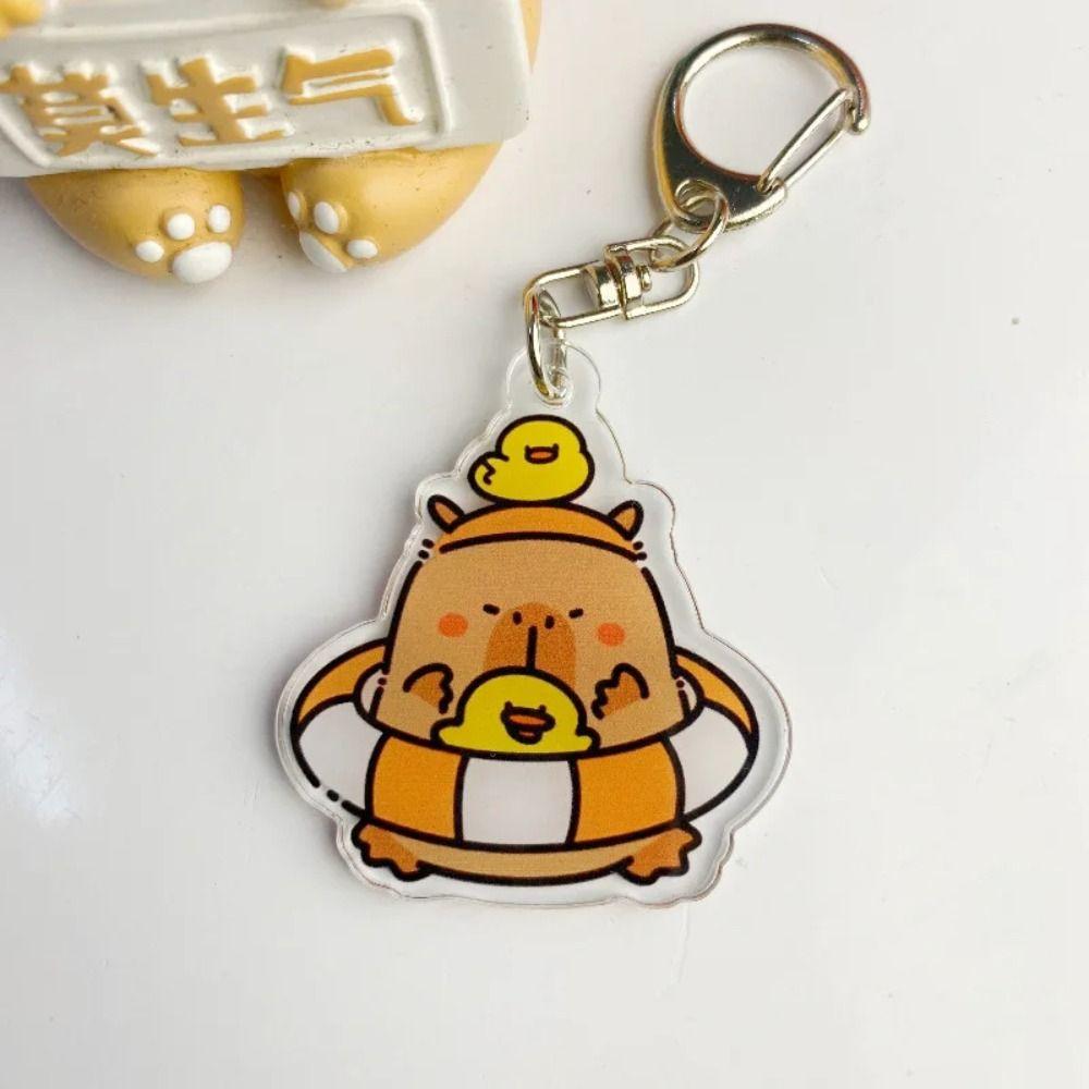 Cartoon Capybara Capybara Acrylic Keychain Acrylic Kapibala Keyrings  Car Key Pendant