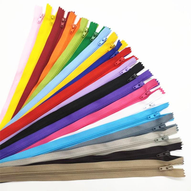 10Pcs  3# 7.5Cm-60Cm (3-24 Inches) Closed Nylon Coil Zipper  Suitable For Clothes 20 Colors Zippers For Sewing