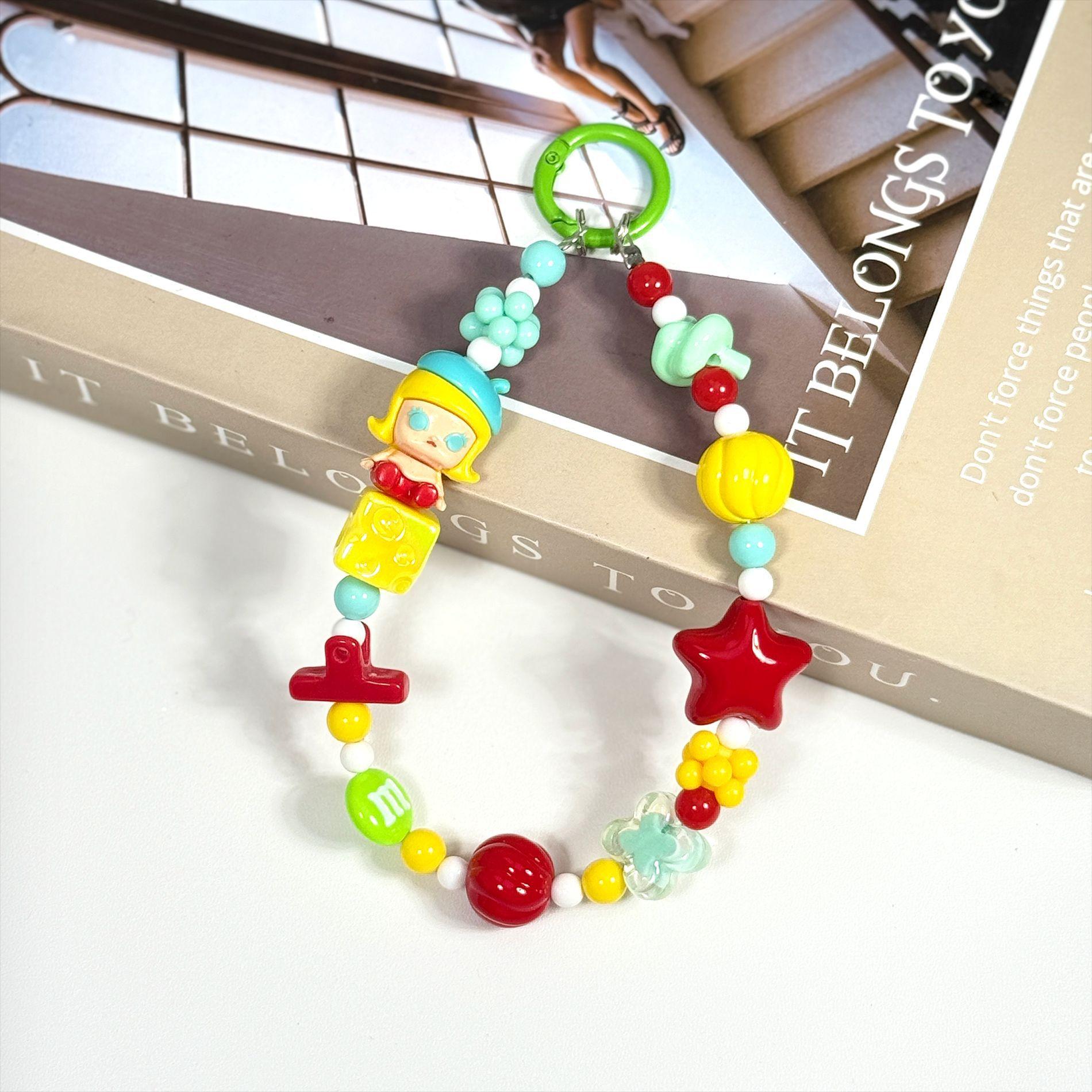 

Мультяшная цепочка для мобильного телефона POP MART Милый шнурок Цепочка против потери Цепочка из бусин Подвеска Подвеска Брелок