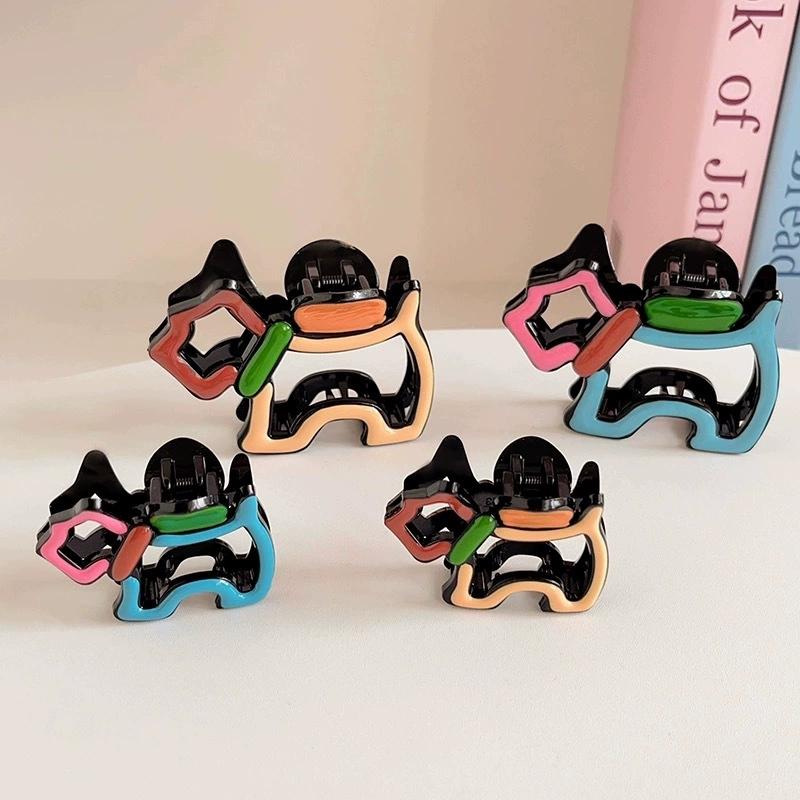 Y2K Cute Dog Hair Claw Clip Colorful Oil-drip Shark Clip Puppy Geometric Hair Clips Women Hair Accessories