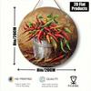 Red Round Chili Pepper Tin Sign, Metal Poster for Kitchen Wall Decor