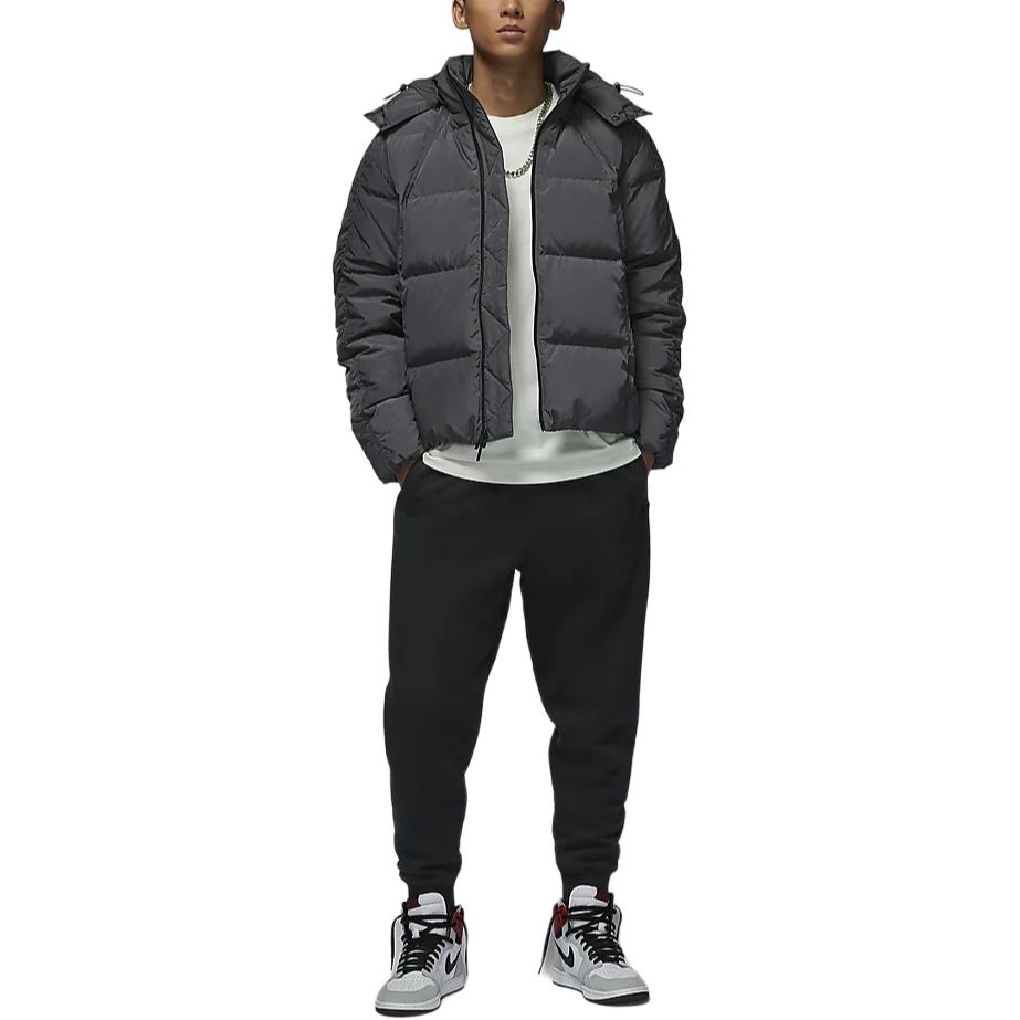 Nike Therma-FIT Air Jordan Comfortable Solid Color Removable Hood Long Sleeve Jacket Down Coat Unisex Jacket Coal-Black FV7220060