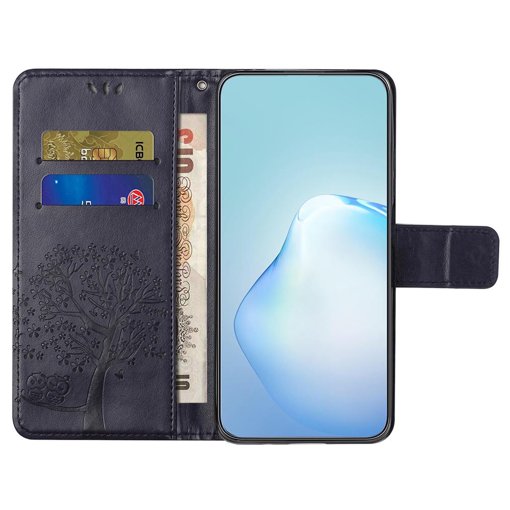 For Motorola Moto G55 5G Case PU Leather Owl Tree Imprinted Wallet Phone Cover