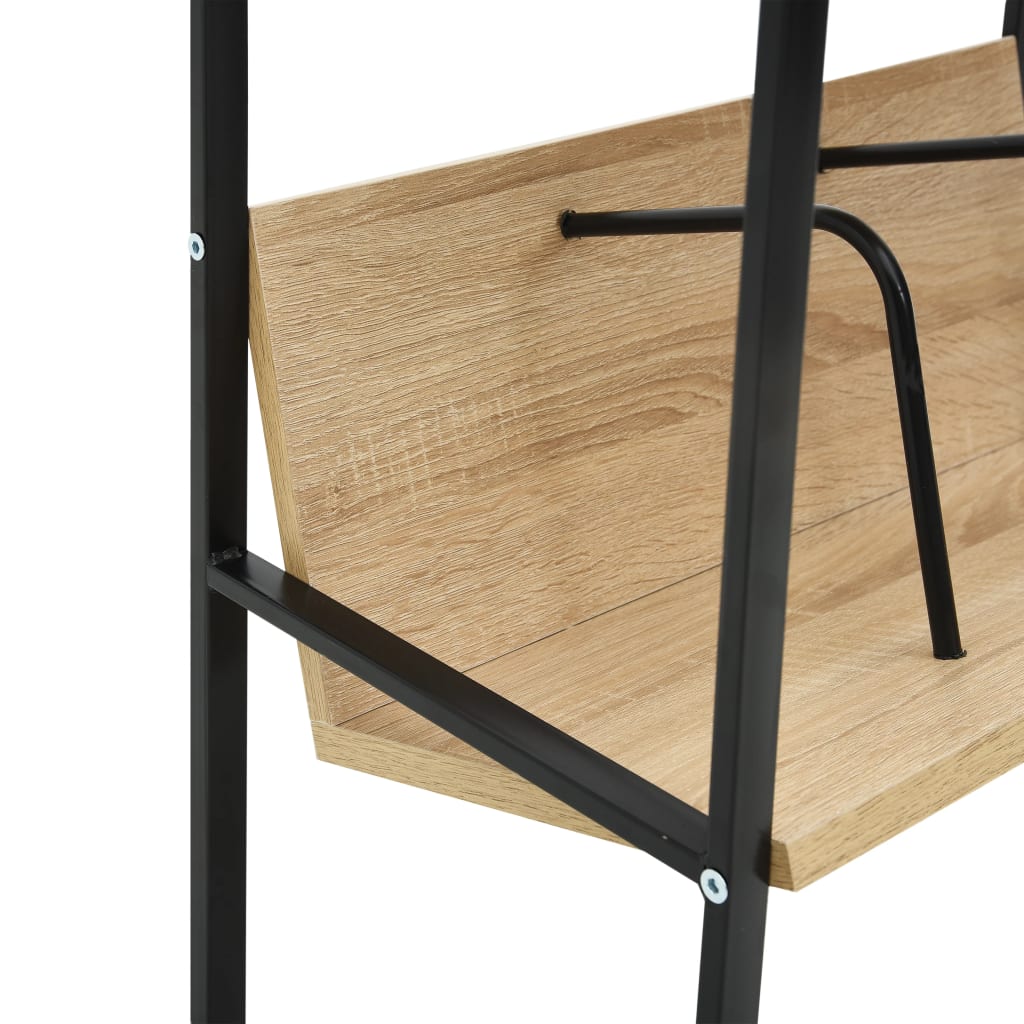 Bookshelf with 2 Shelves Black & Oak Finish 52 X 28 X 59 Cm Engineered Wood