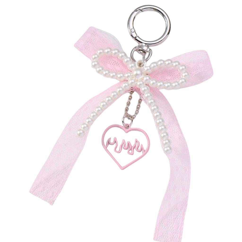 Брелок-лента с бантом, искусственный жемчуг, банты, подвеска для женских сумок и рюкзаков, красочный брелок для сумки, украшение