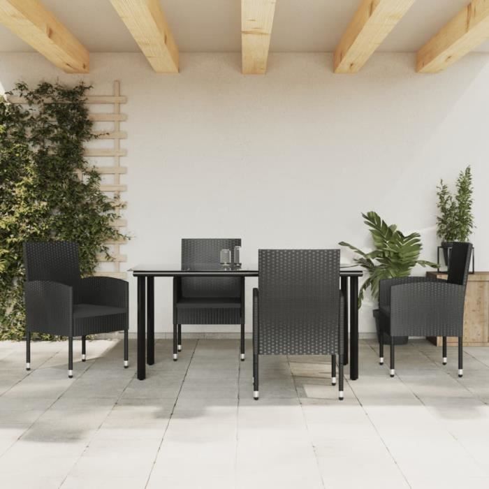 VidaXL Ensemble à manger de jardin 5 pcs noir résine tressée et acier 3203348