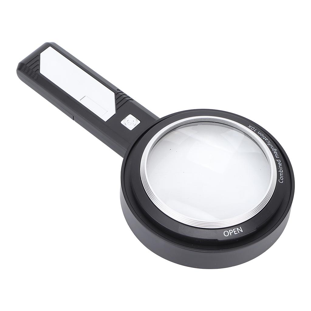 5X 10X Handheld Magnifying Glass Ergonomic Handle 6pcs LED Light Reading Magnifier for Elder