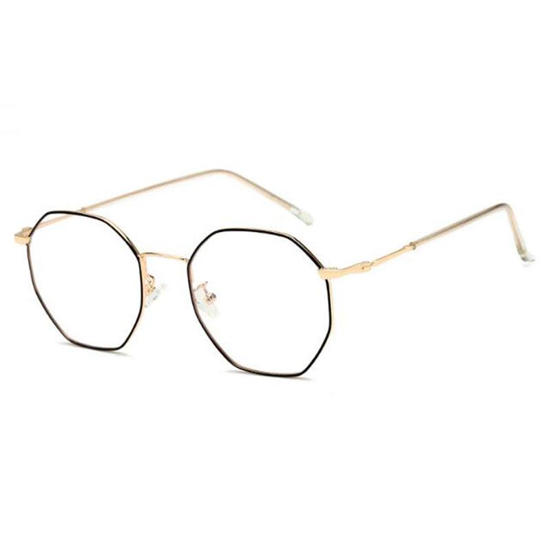 Polygon Glasses Men Vintage Octagon Blue Light Blocking Luxury Metal Eyewear 0 to -6.0 Prescription