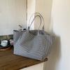 Summer Ins Fashion Literary and Lazy Style Shoulder Shopping Bags Are Popular This Year, Largecapacity Plaid Canvas Tote Bags.
