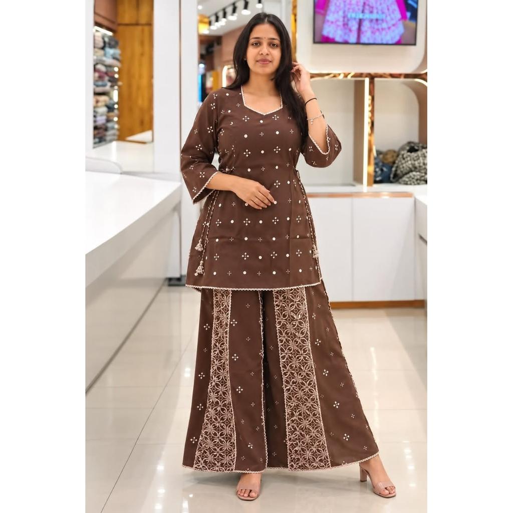 Women's Party Wear Kurti with Palazzo Set Pakisatni Party Wear Kurta Cord Set