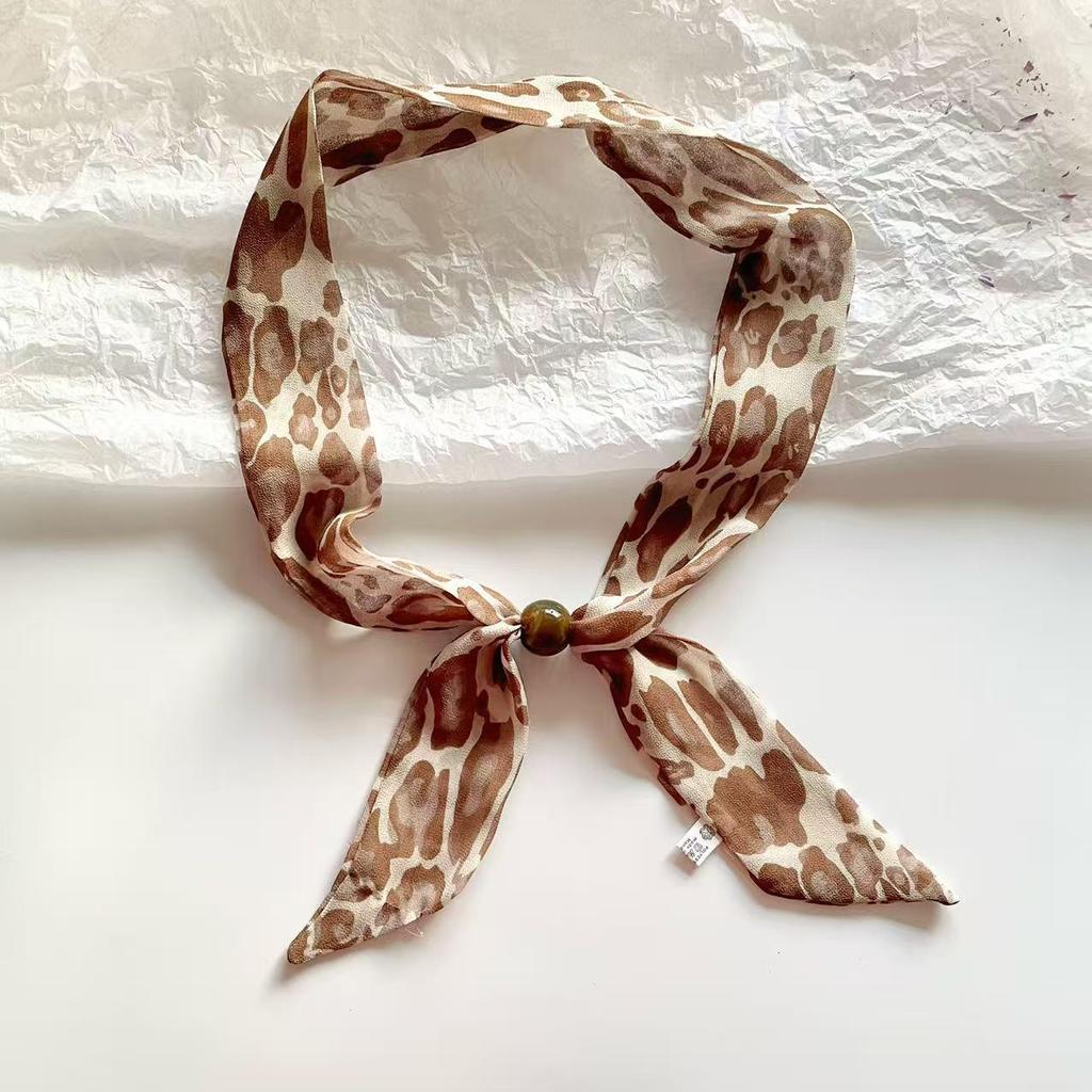 Elegant Spring Silk Scarf Necklace for Women - Versatile Gem Flower Ribbon Collar Accessory