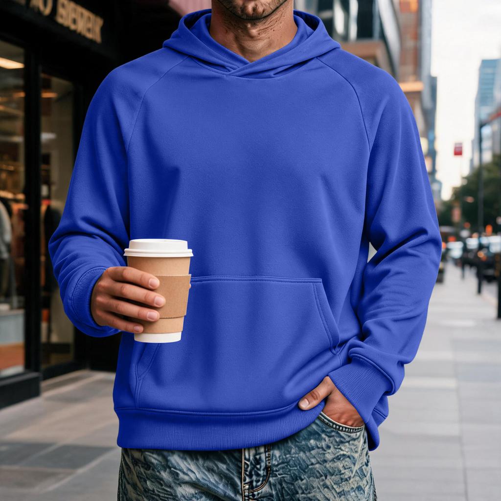 Men's Raglan Hoodie with Pocket - Long Sleeve Casual Pullover