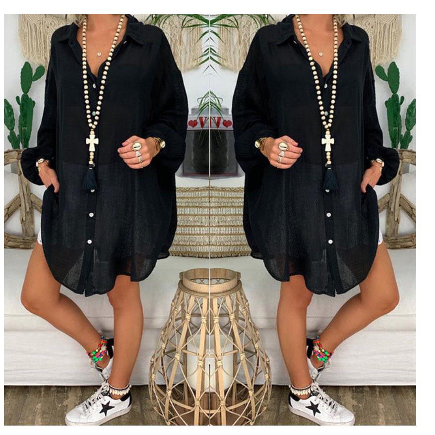 2024 European & American Women's Spring/Summer Color Button Long Sleeve Loose Casual Shirt