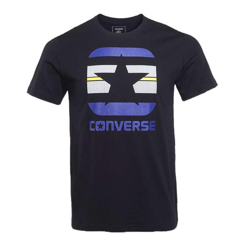 Converse T Shirts Men's Black Crew Neck Moderate Straight Fit 10003663-A02