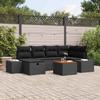 Garden Sofa Set with Cushions 7 pcs Black Poly Rattan