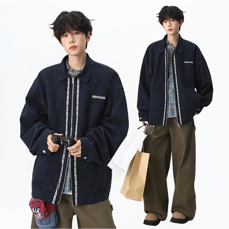 MEDE Men s Japanese Style Washed Distressed Double-Zip Work Jacket L