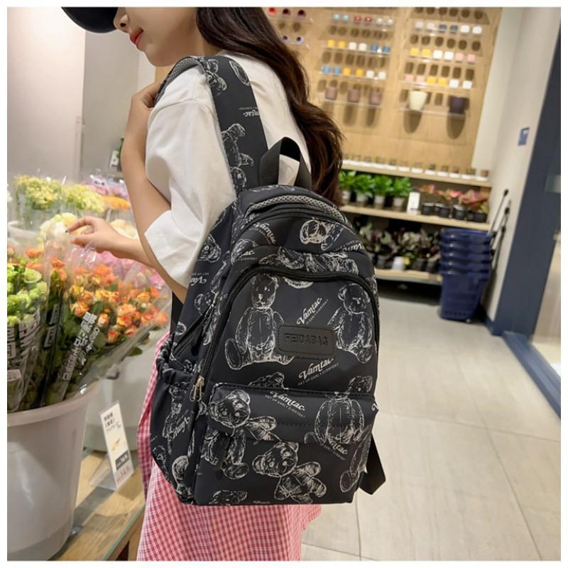 High-face Value Small Fresh Backpack Girls Light Large Capacity Junior High School Students Schoolbag Bear Casual