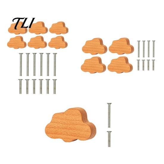 Modern Minimalist Cabinet Pulls Cloud Shaped Wooden Knobs for Cabinets & Drawers, Wood Handles Beech with Screws, Nordic Style Decorative Nursery