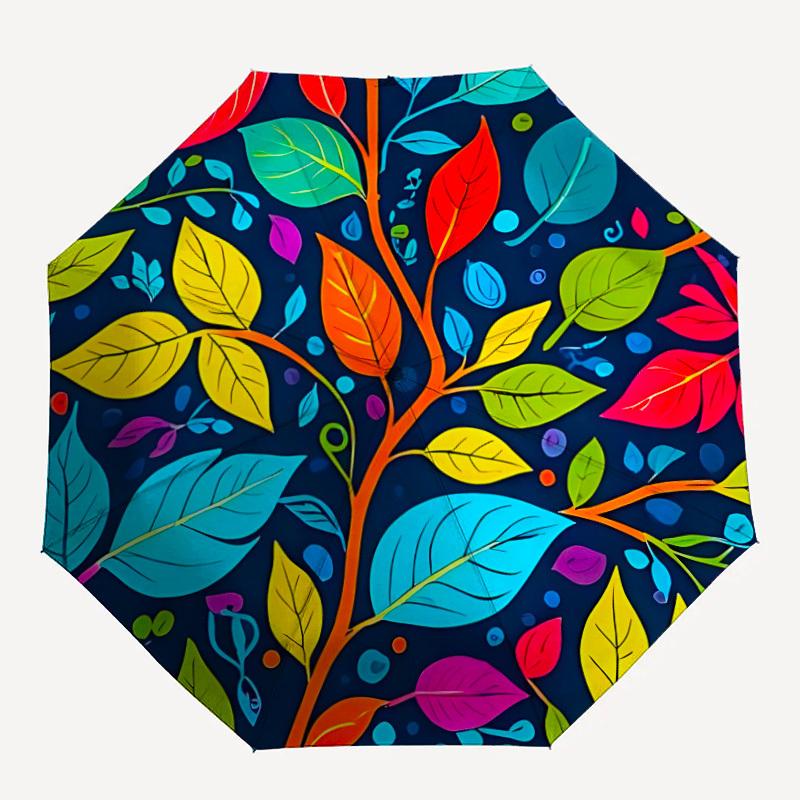 

1pc Leaf Pattern Automatic Open/Close Umbrella, Windproof, Folding Compact Umbrella with Lightweight Design for Women/Men156