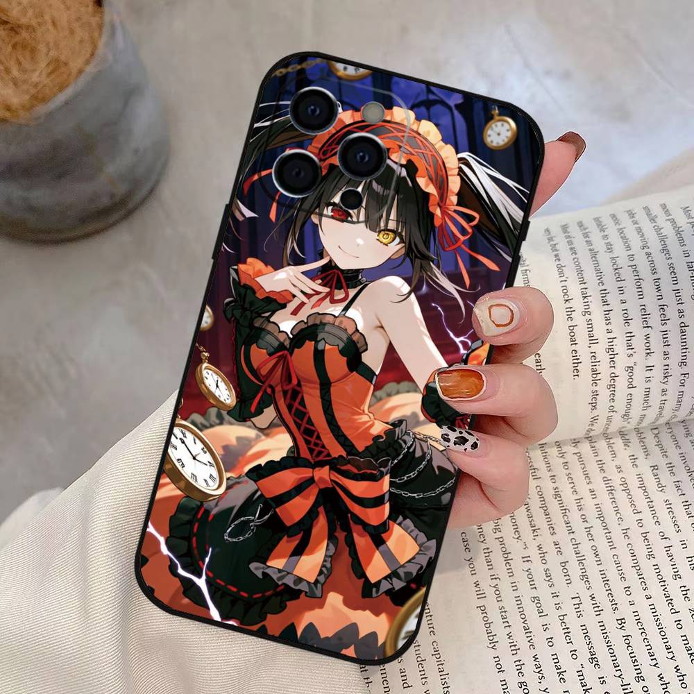 Date A Live Tokisaki Kurumi Phone Case For iPhone 17,16,15,14,13,12,11 Plus,Pro Max,XS,Soft Silicone Black Cover